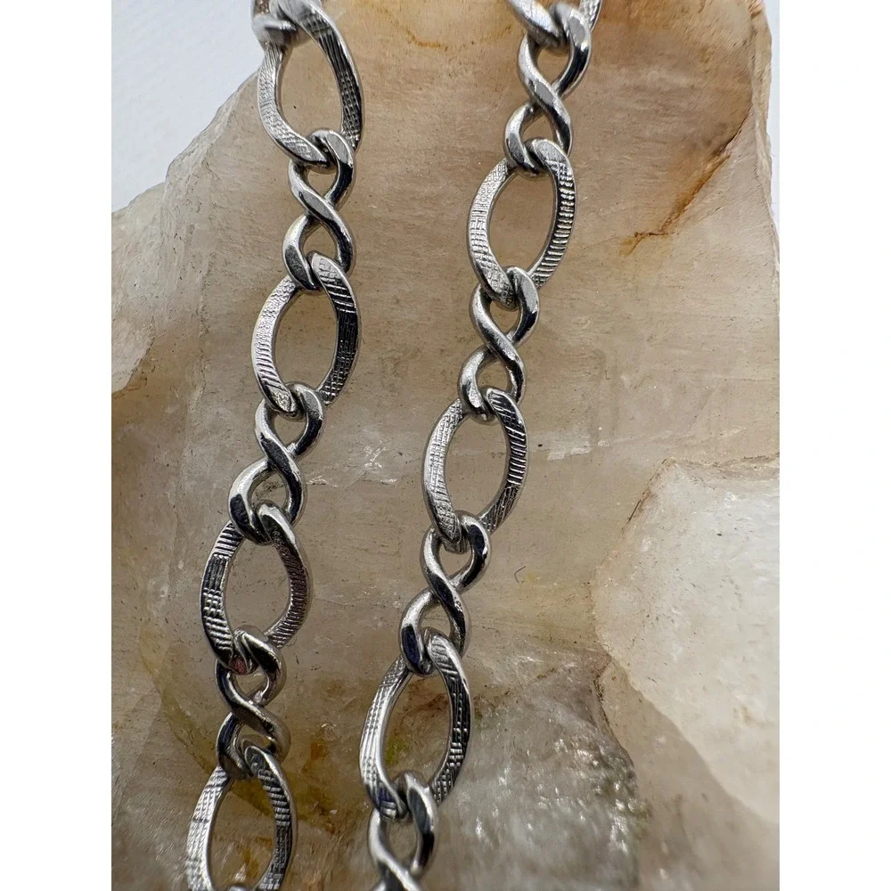Vintage Sterling Silver Textured Infinity Link Chain Bracelet‎ 7 Inch 4.31g